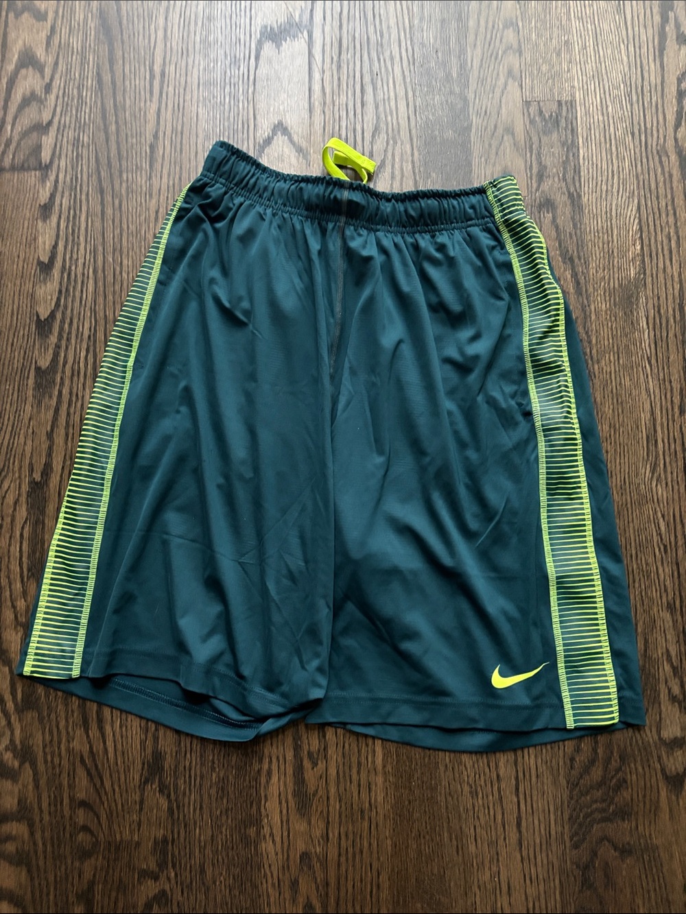 Nike Men's Athletic Shorts - Teal with Volt Accents